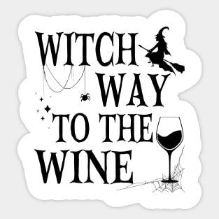 Witch Way To The Wine Funny Halloween Witch Wine Drinker Sticker